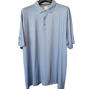 Callaway Opti-Dri Mens XXL Blue Geometric Print Short Sleeve Golf Polo Shirt EUC